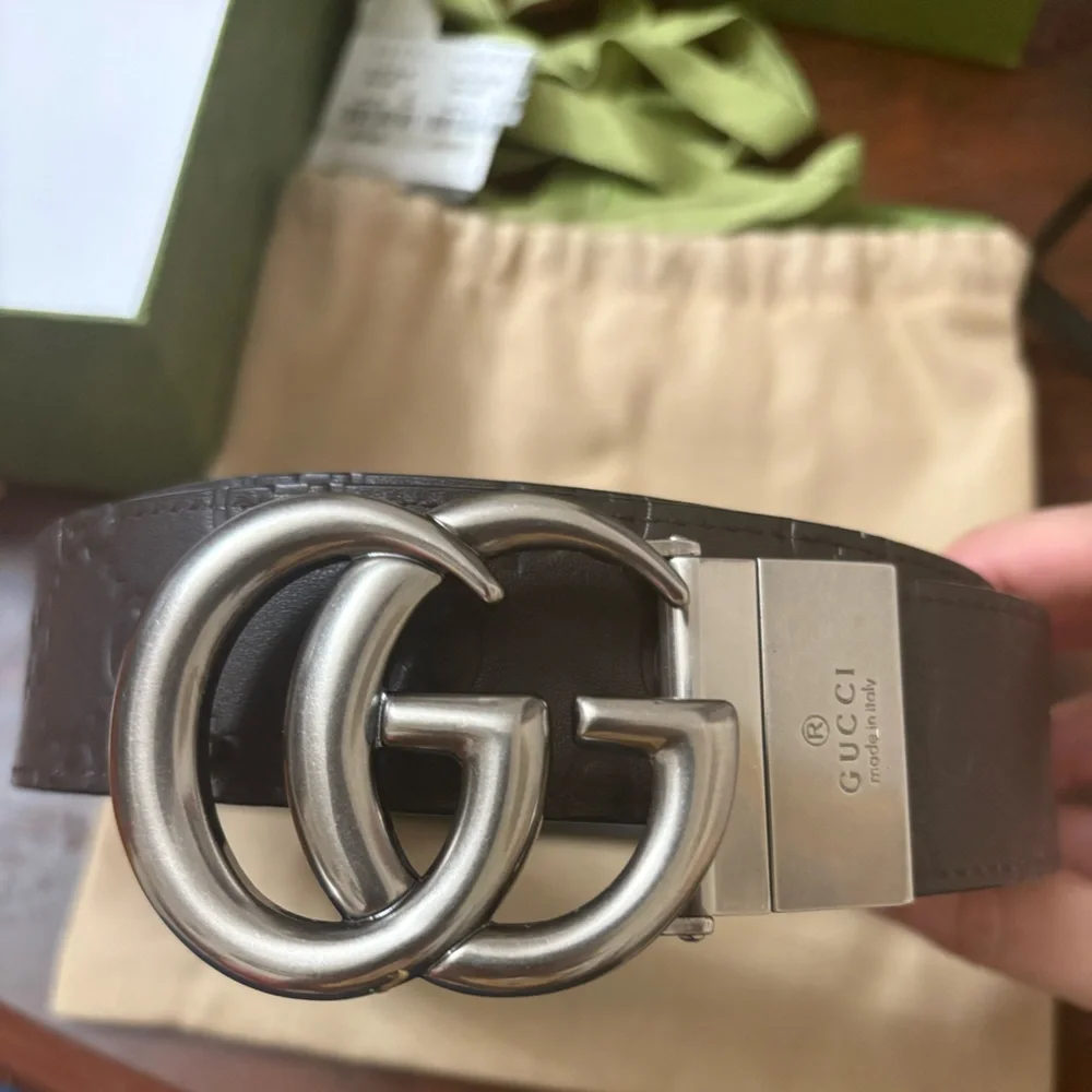 Gucci Brown GG logo belt